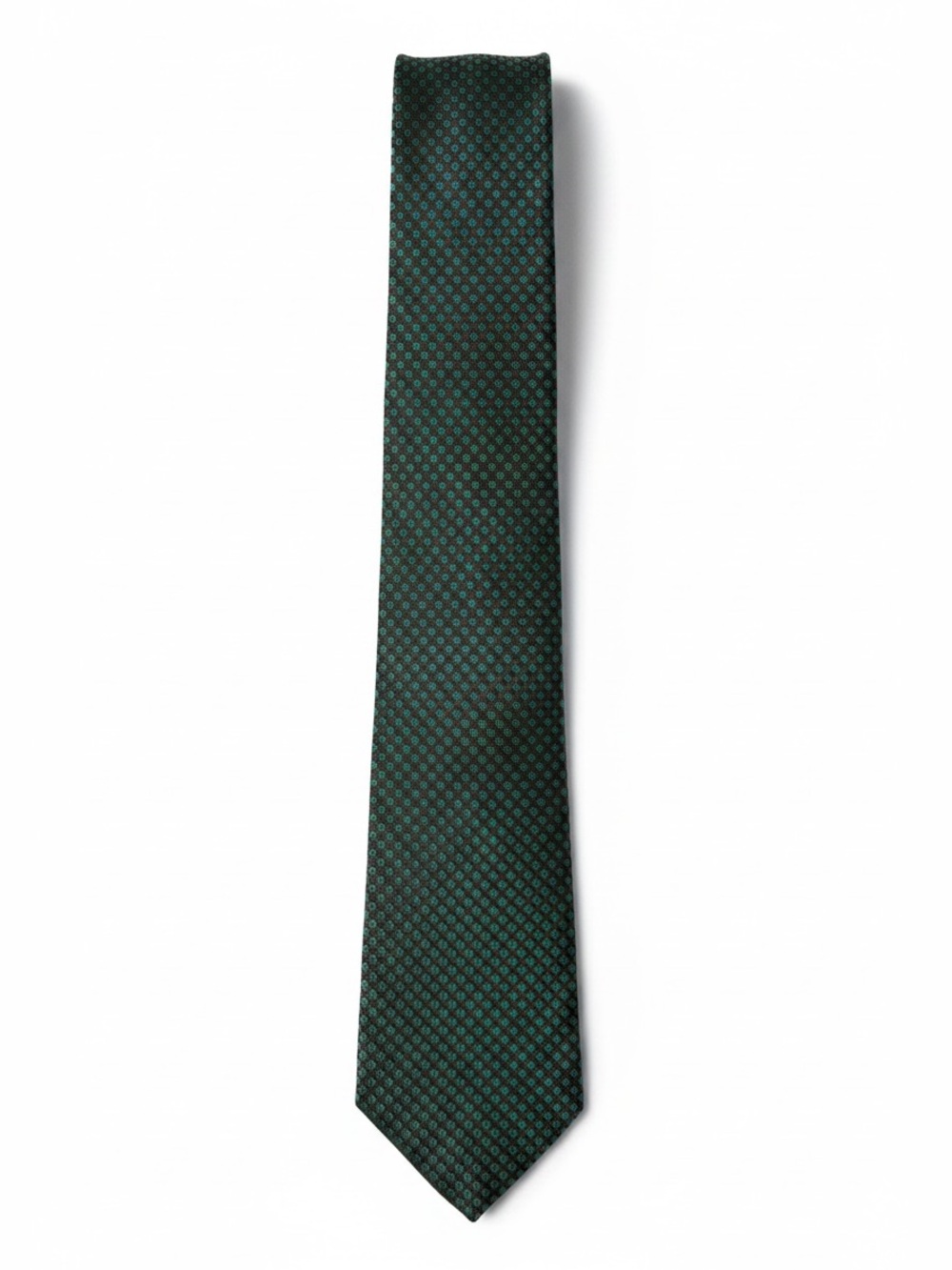 Threadneedle by Tie Rack Christmas Tie Green Burgundy Micro Check Silk Necktie